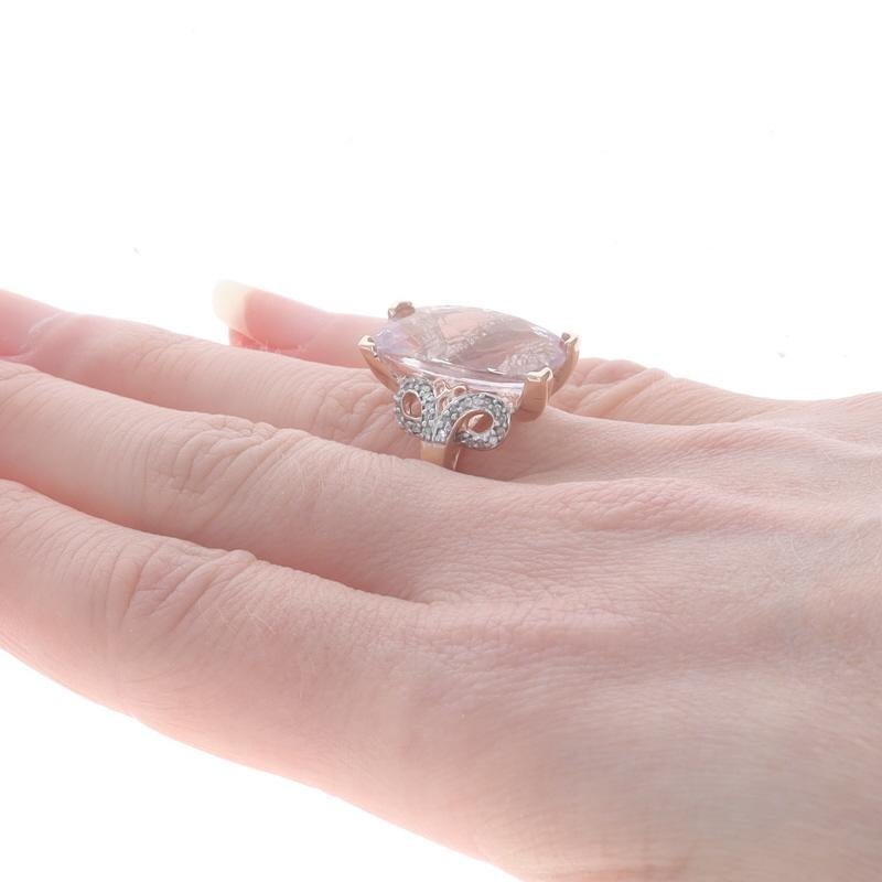 Ring aus Roségold mit Amethyst und Diamanten - 14k rechteckiger Kissenschliff 7,44 Karat Rose de France Damen im Angebot