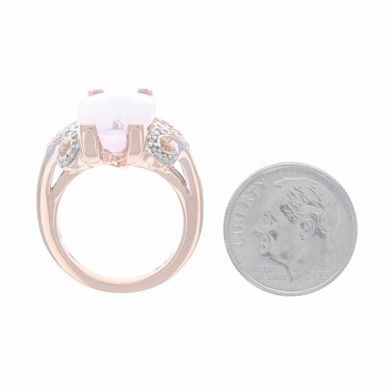 Ring aus Roségold mit Amethyst und Diamanten - 14k rechteckiger Kissenschliff 7,44 Karat Rose de France im Angebot 1