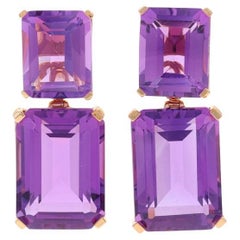 Orecchini con ametista in oro rosa - 18k Smeraldo 18,25ctw Convert Stud/Dangle