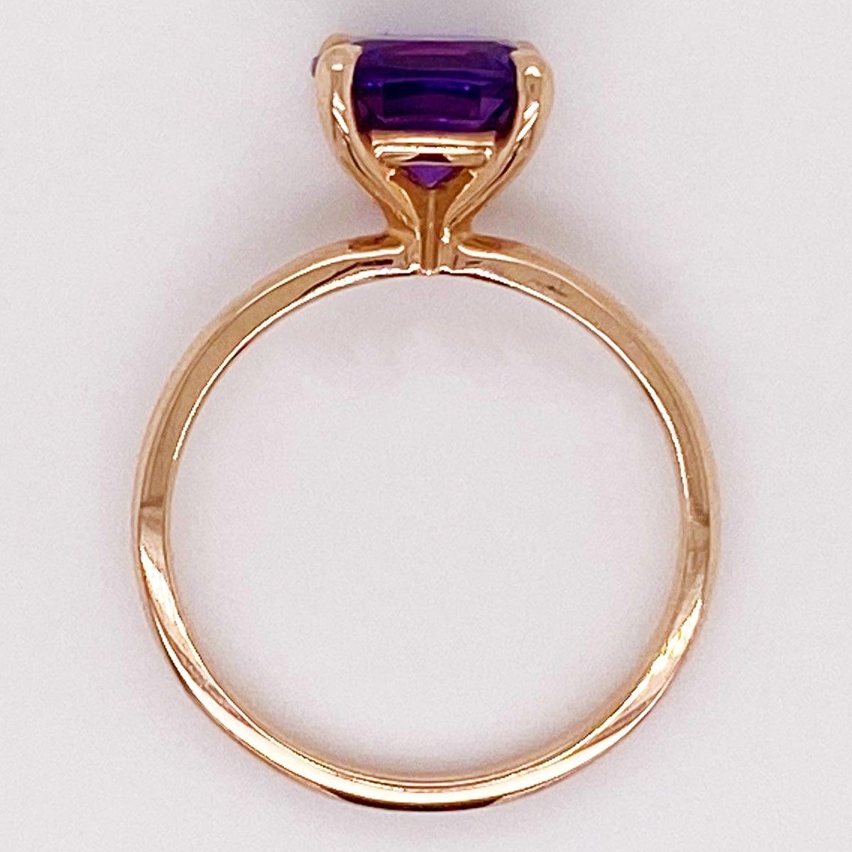 For Sale:  Rose Gold Amethyst Ring, 2.20 Ct Gemstone Solitaire, Engagement, Purple Color 4