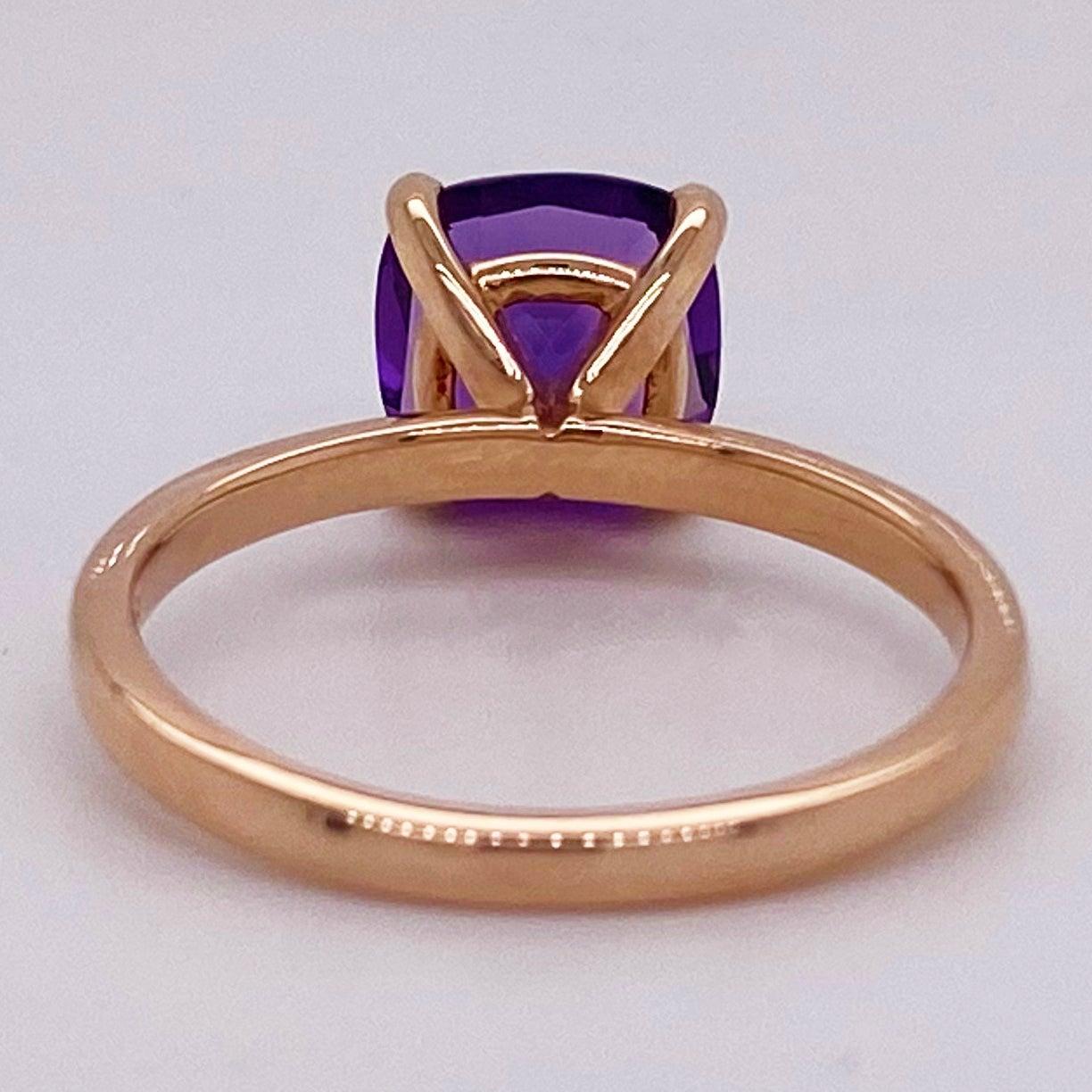 For Sale:  Rose Gold Amethyst Ring, 2.20 Ct Gemstone Solitaire, Engagement, Purple Color 5