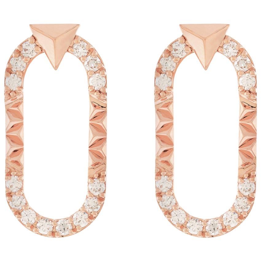 Rose Gold and 0.10 Carat White Diamond Energy Earrings by Alessa Jewelry For Sale