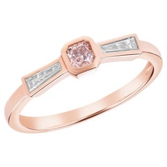 Rose Gold and 0.18 Carat Pink Diamond Stackable Ring