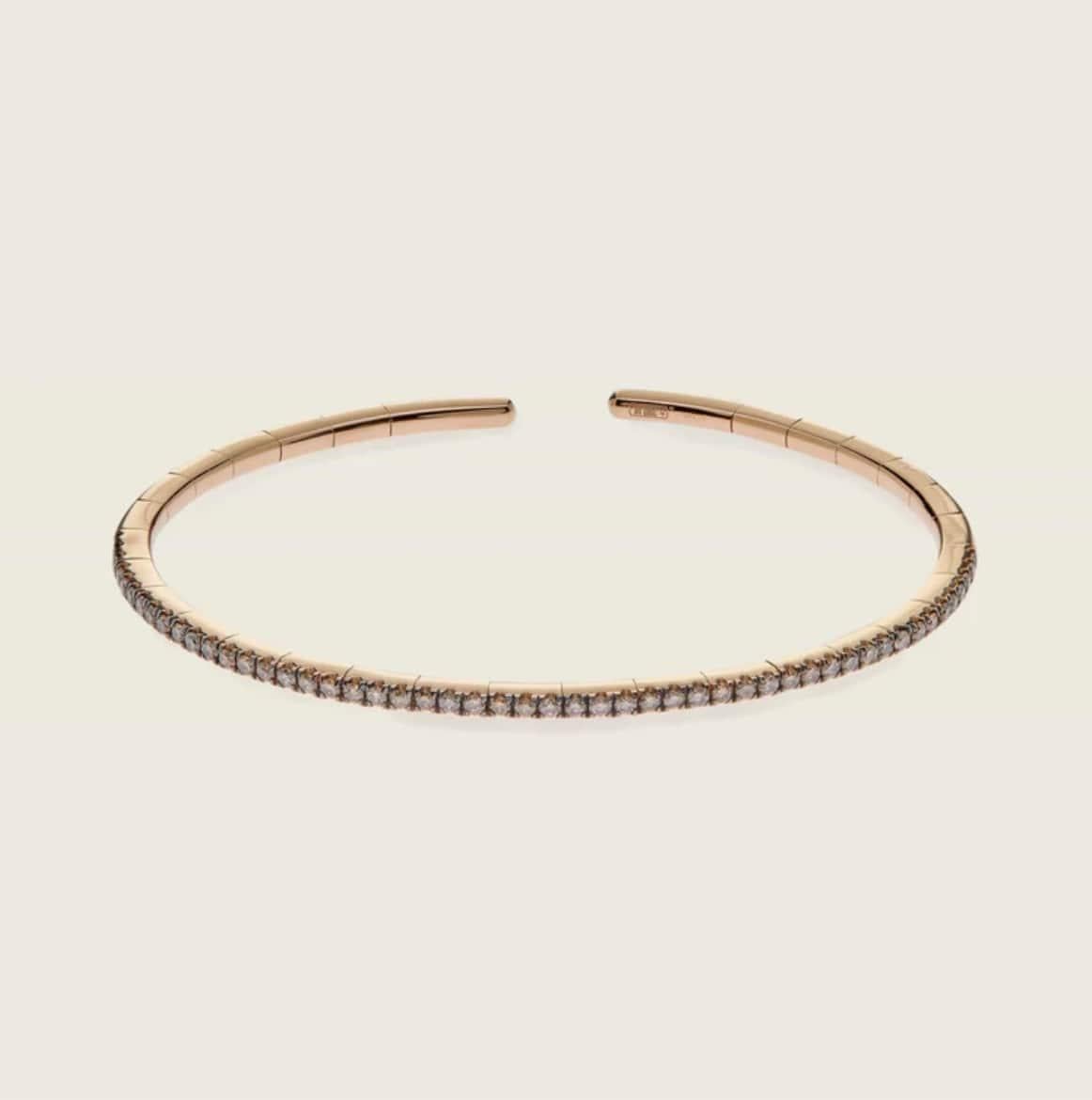 Brazalete de oro rosa y diamantes chocolate Contemporáneo en venta