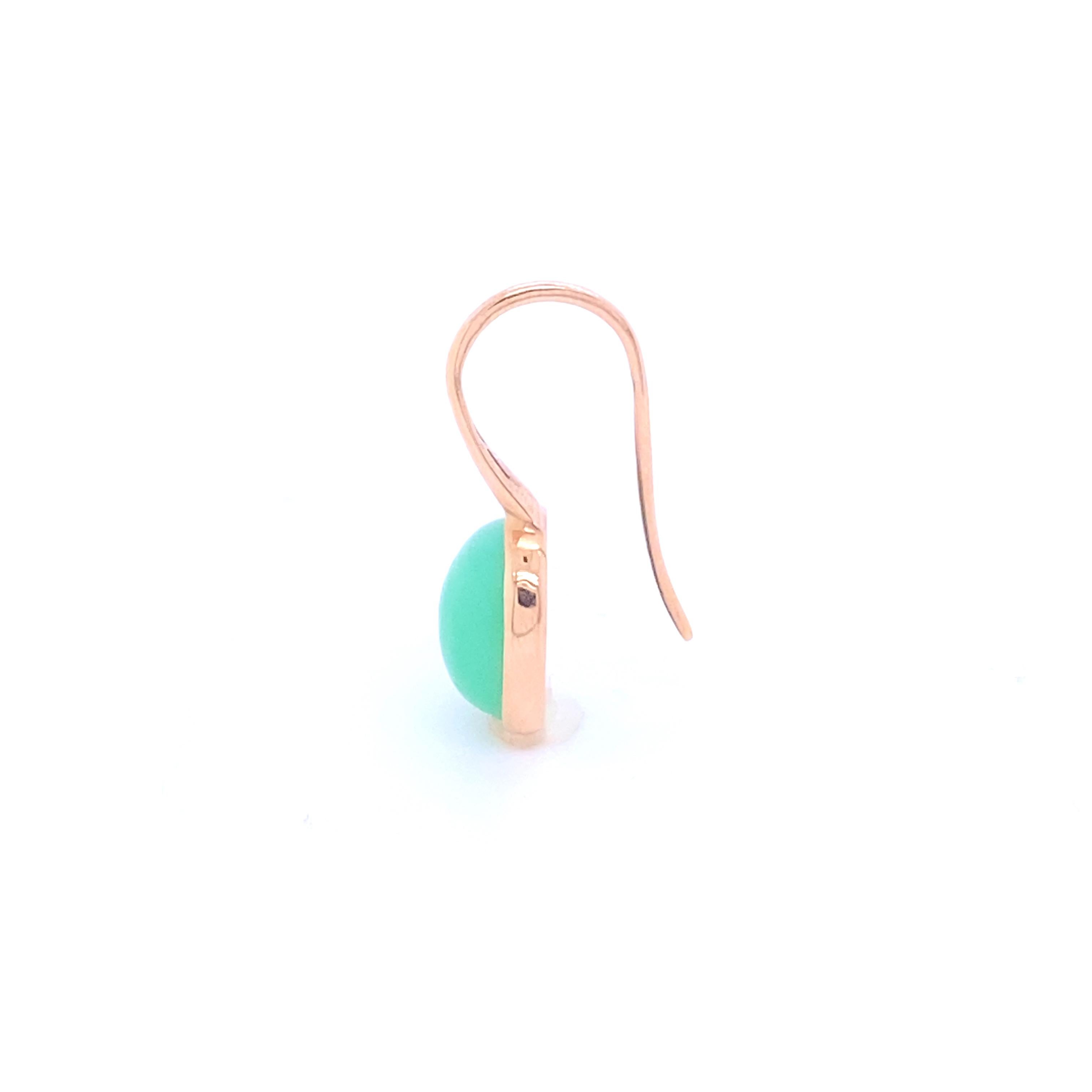 Rose Gold and Crisoprasio Earrings In New Condition For Sale In Vannes, FR