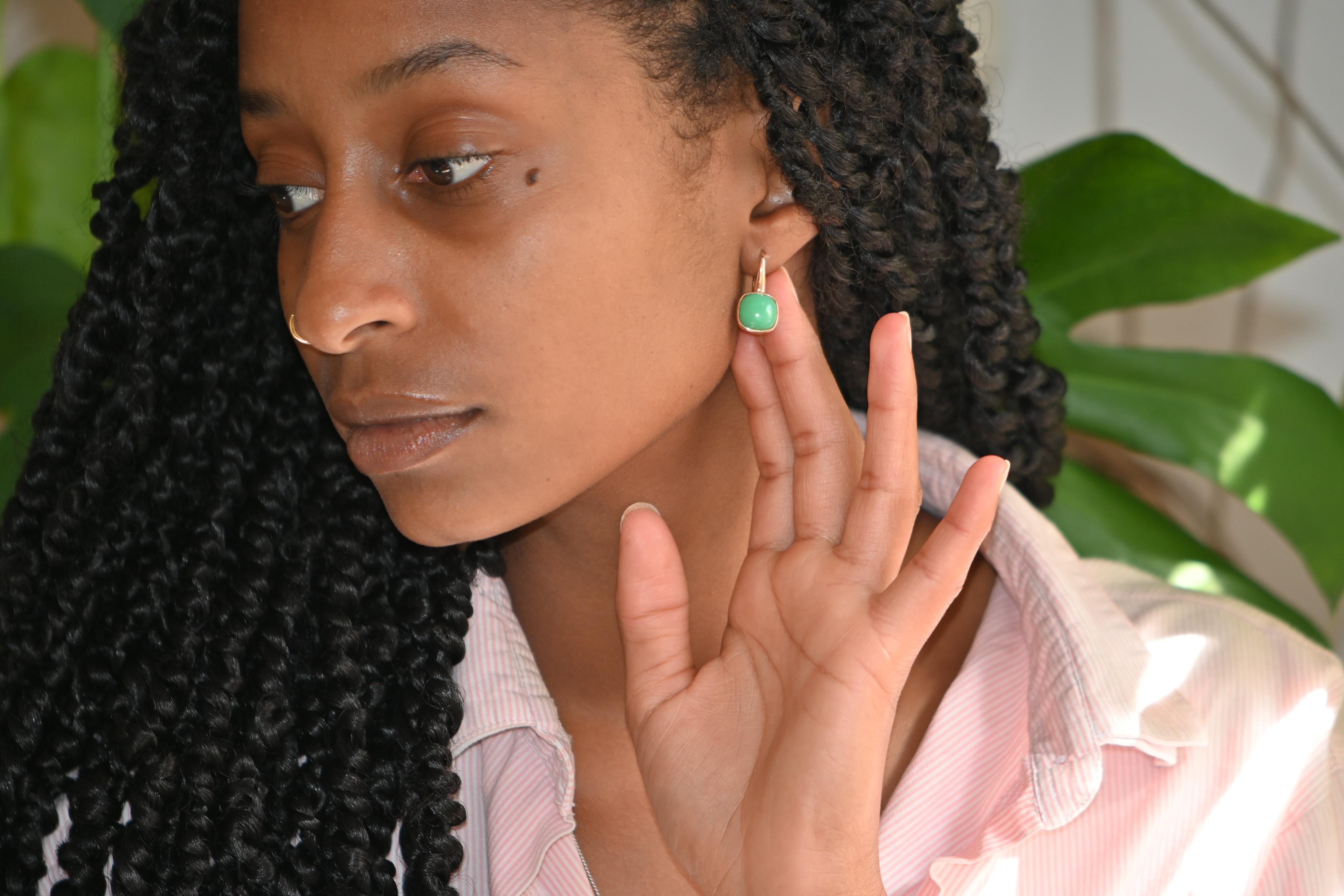 Rose Gold and Crisoprasio Earrings For Sale 2