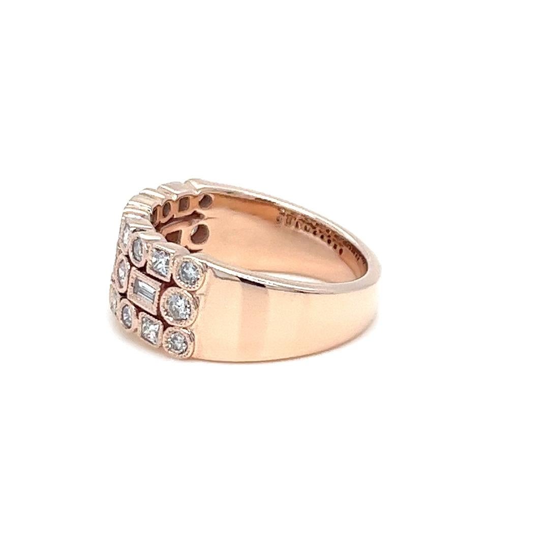 Women's Rose Gold and Diamond 3 Row Band For Sale
