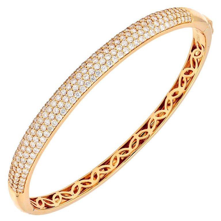 Rose Gold Diamond Bracelet For Women Stock Photo - Download Image