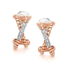 Rose Gold and Diamond Crossed Earrings - TORCHON Collection *