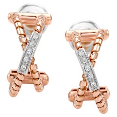 Rose Gold and Diamond Crossed Earrings - TORCHON Collection *