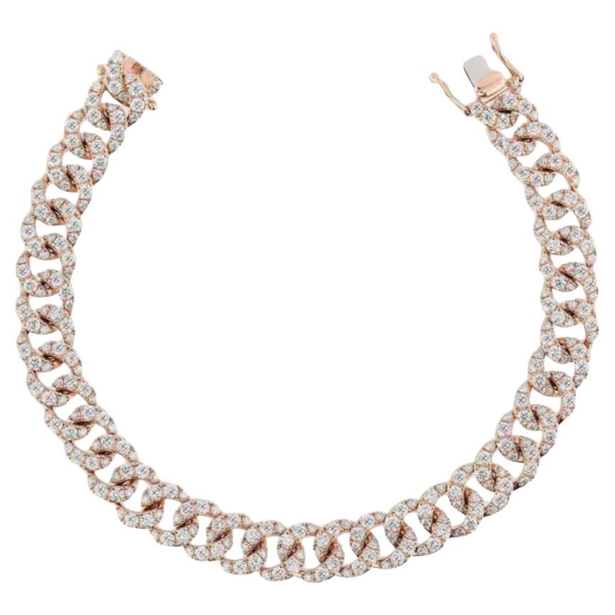 Bracciale cubano in oro rosa e diamanti A Link