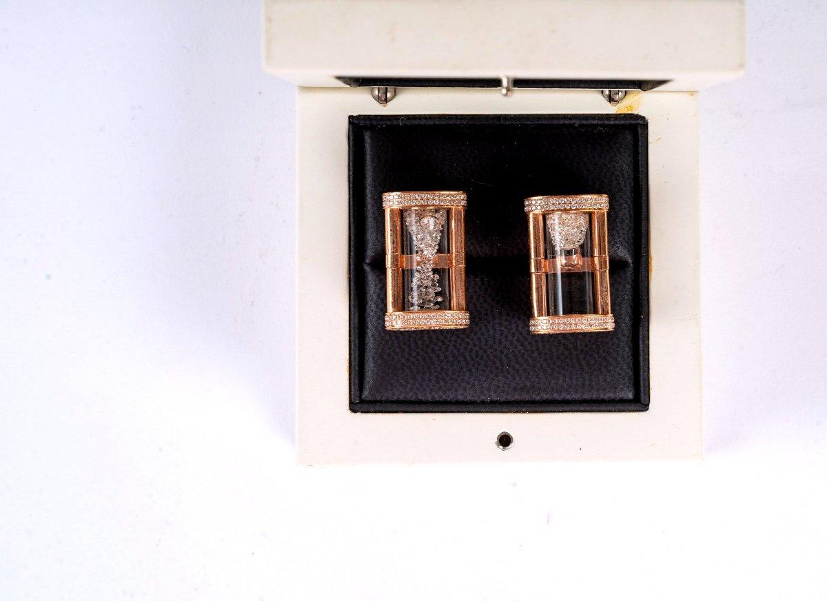 Rose Gold and Diamond Cufflinks, Maison Jacob & Co, 20th Century In Excellent Condition For Sale In CRÉTEIL, FR