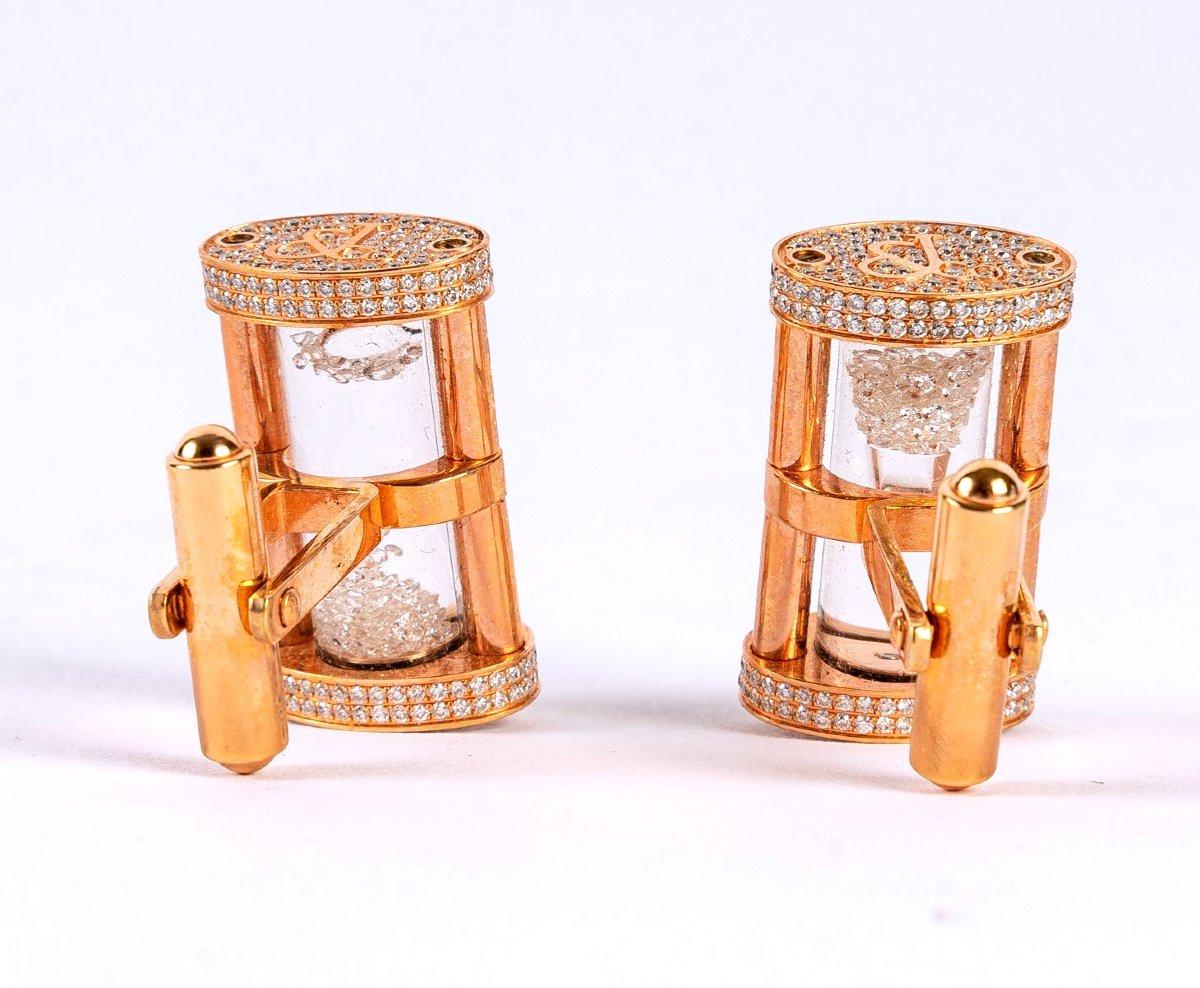 Rose Gold and Diamond Cufflinks, Maison Jacob & Co, 20th Century For Sale 1