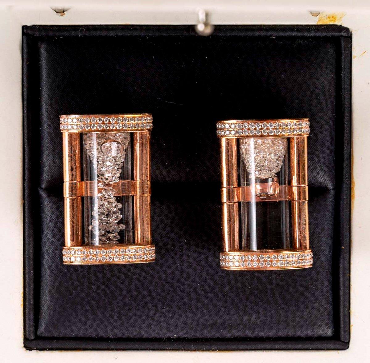 Rose Gold and Diamond Cufflinks, Maison Jacob & Co, 20th Century For Sale 2
