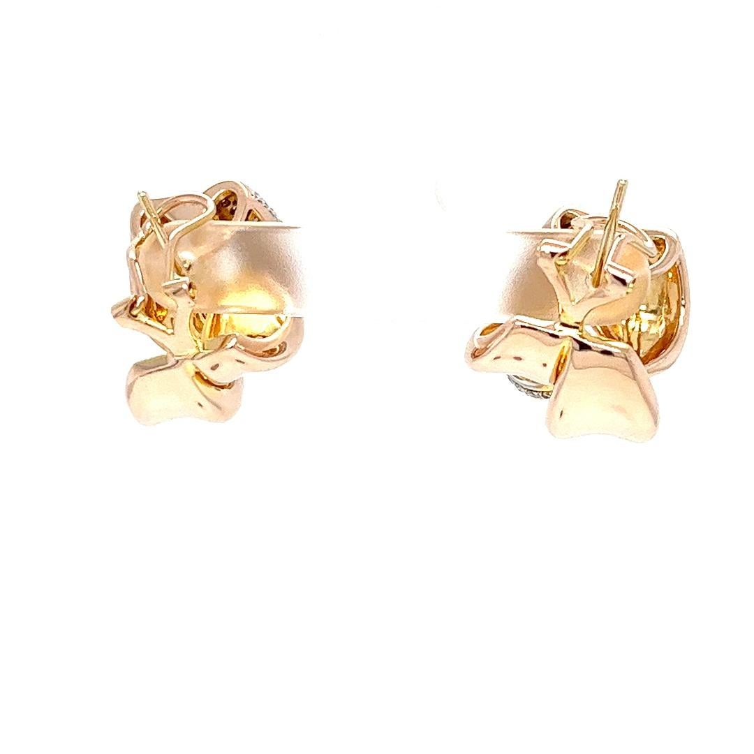Ohrringe aus Roségold und Diamant mit geschwungenem, gepflastertem Link im Zustand „Gut“ im Angebot in Coral Gables, FL
