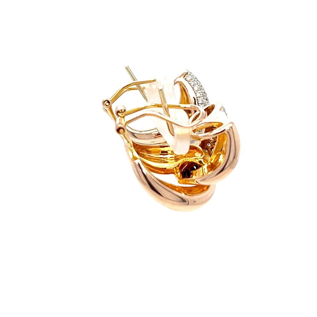 Ohrringe aus Roségold und Diamant mit geschwungenem, gepflastertem Link Damen im Angebot