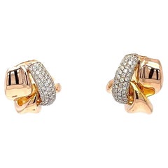 Rose Gold and Diamond Curved Pave Link Earrings