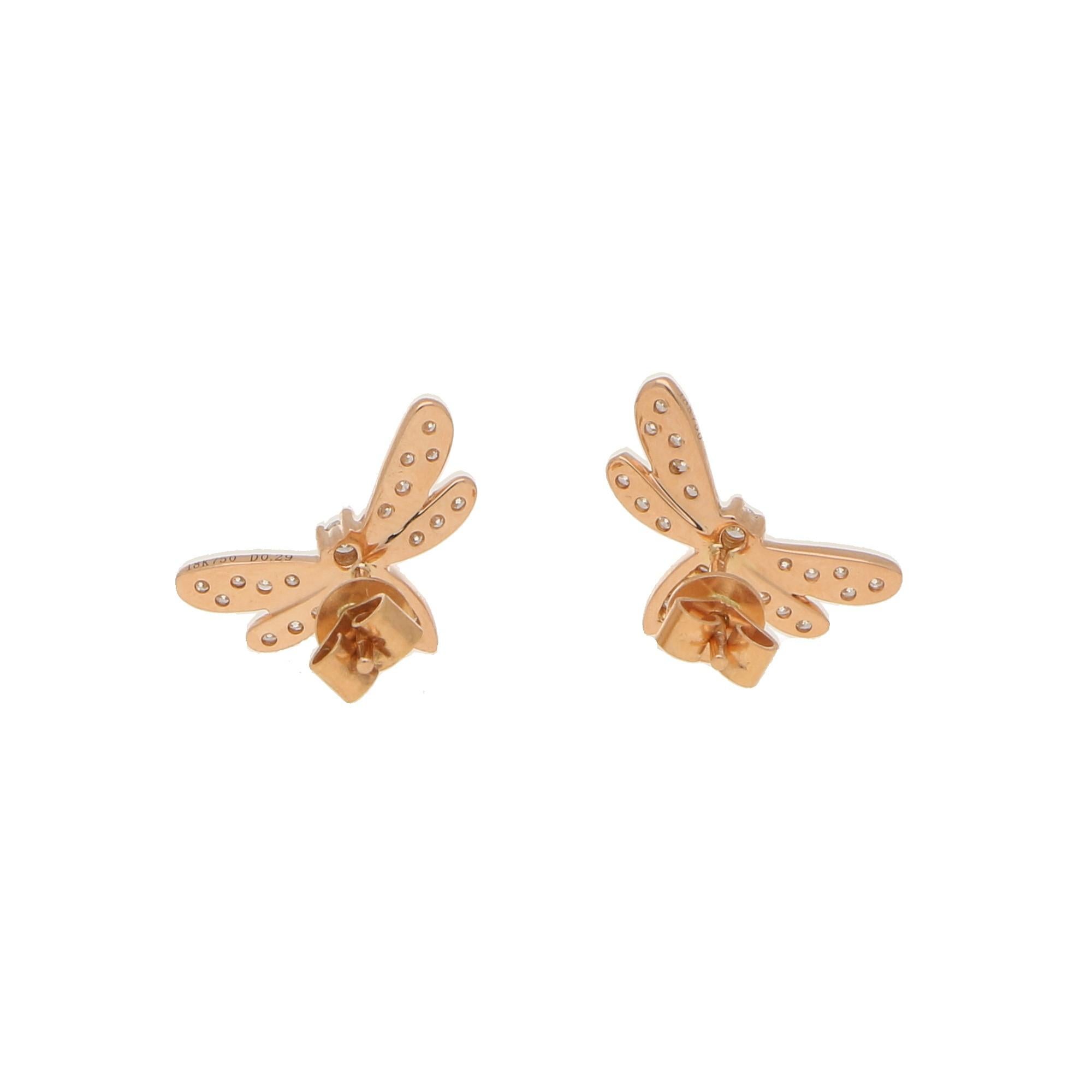 rose gold dragonfly earrings