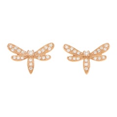 Rose Gold and Diamond Dragonfly Earrings