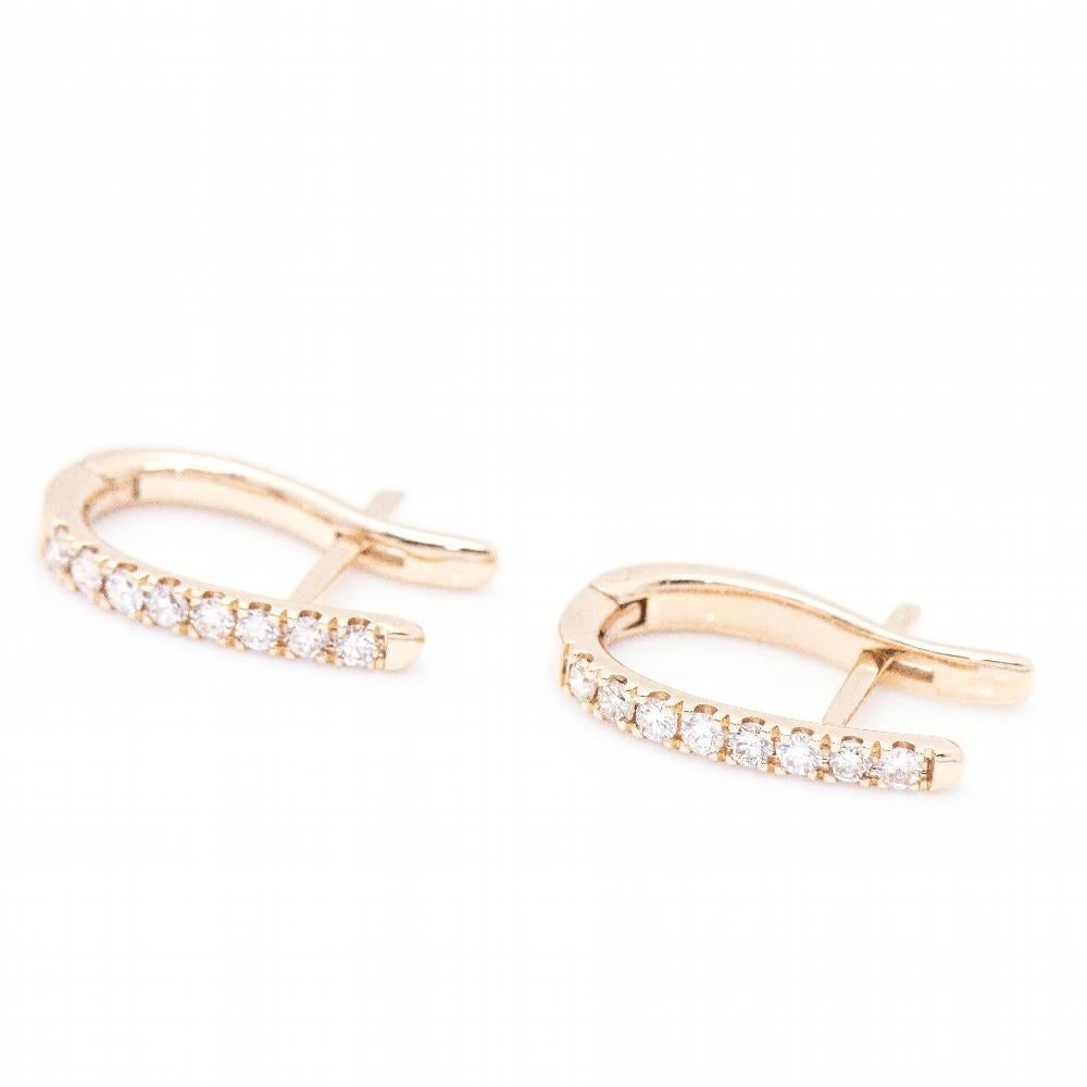 Rose Gold Earrings for women : 16x Brilliant Cut Diamonds with total weight approx. 0,20ct in H/VS quality : 18 kt Rose Gold : 2,97 grams : Length 14mm : Brand new product : Ref.:D360076