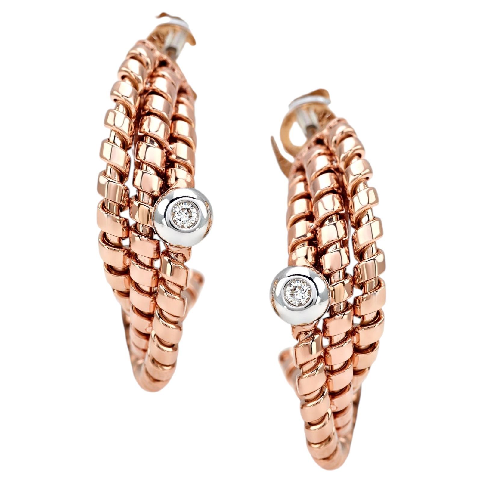 Rose Gold and Diamond Earrings - TORCHON Collection * For Sale