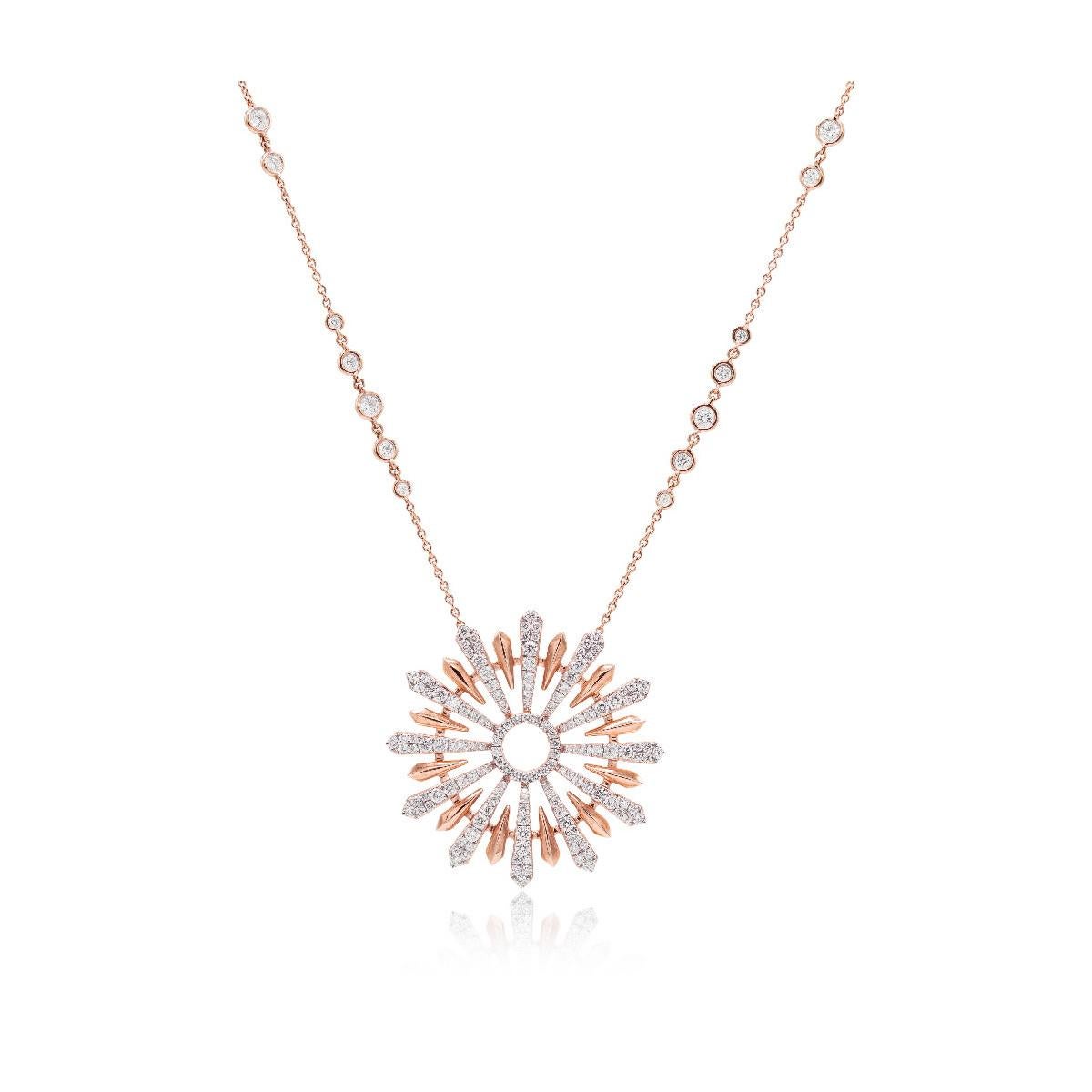 Sonnenarmband aus Roségold und Diamanten mit Edelweiss (Brillantschliff) im Angebot