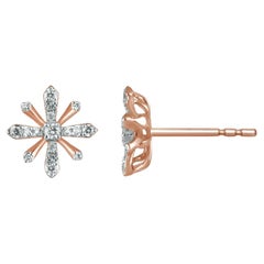 Rose Gold and Diamond Edelweiss Sunshine Buckle  Earrings