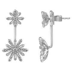 Rose Gold and Diamond Edelweiss Sunshine Hoop Pendant  Earrings