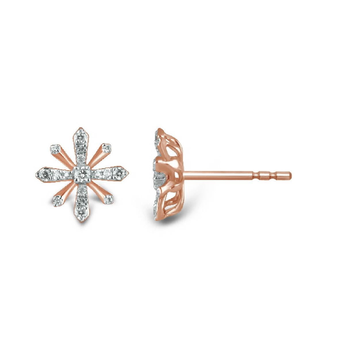 Rose Gold and Diamond Edelweiss Sunshine Hoop Pendant Earrings For Sale 3