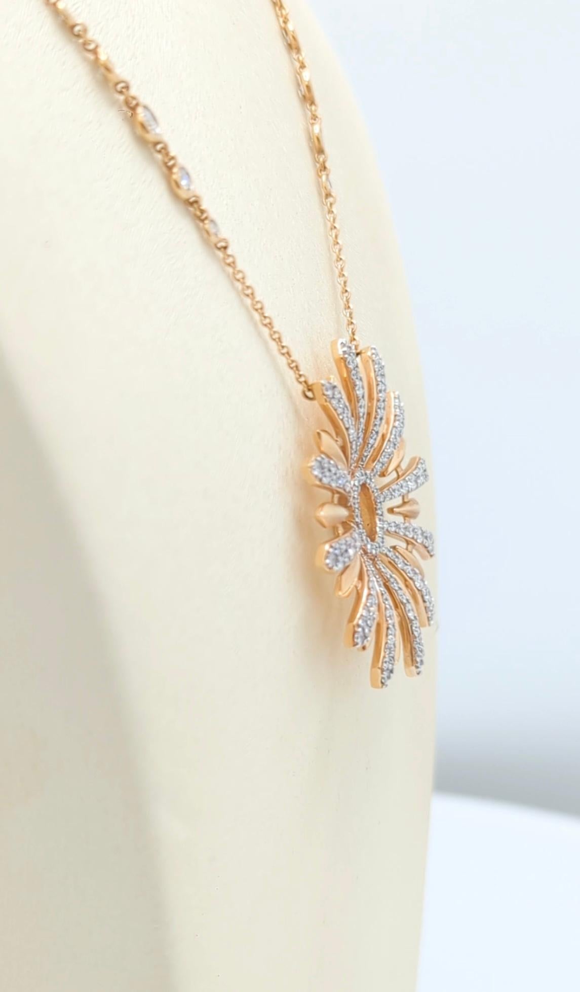 Rosengold und Diamant Edelweiss Sunshine Halskette im Zustand „Neu“ im Angebot in Bilbao, ES