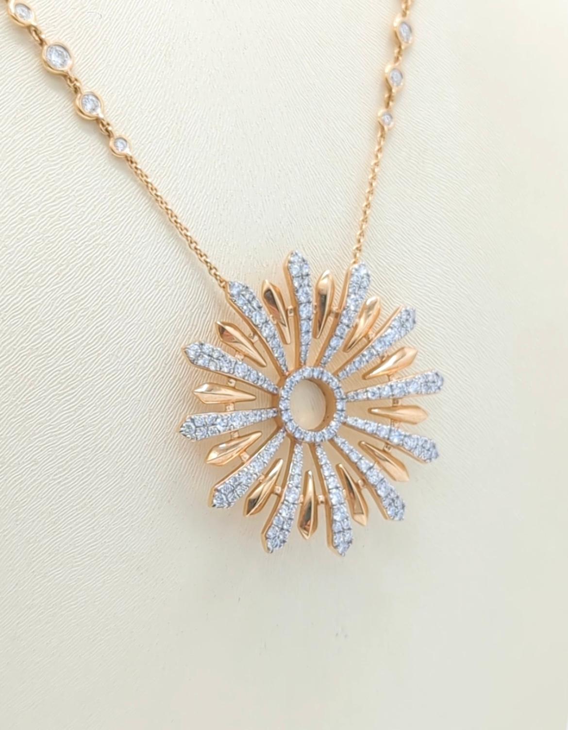 Rosengold und Diamant Edelweiss Sunshine Halskette (Zeitgenössisch) im Angebot