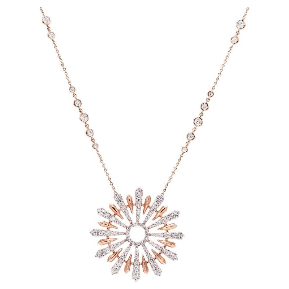 Rose Gold and Diamond Edelweiss Sunshine Necklace For Sale