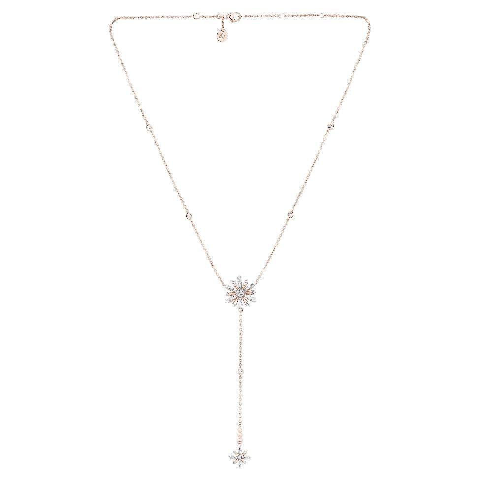 Rose Gold and Diamond Edelweiss Sunshine Necklace In New Condition For Sale In Bilbao, ES