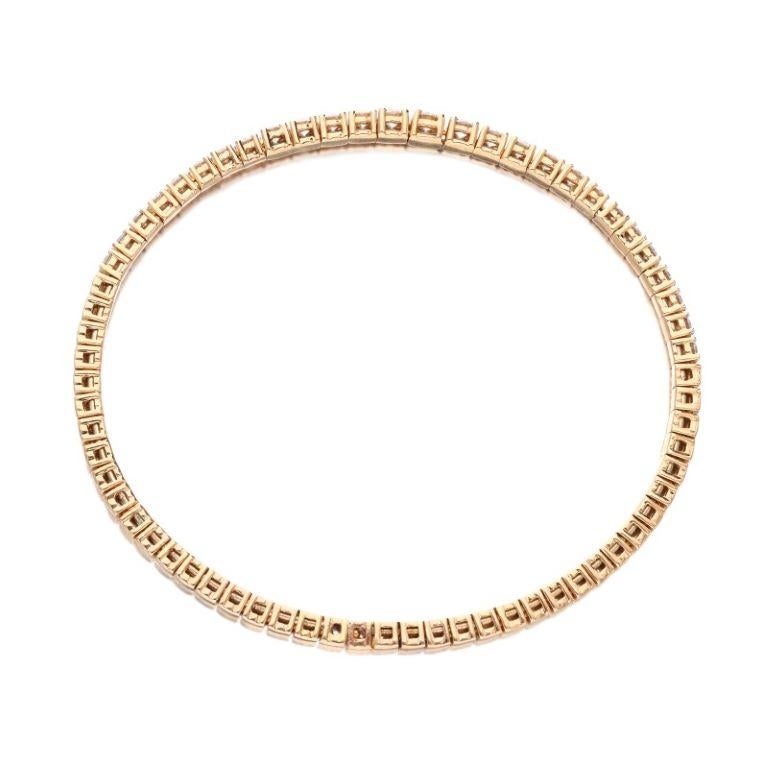 Taille brillant  A 11.14 Gr Bracelet flexible en or rose et diamants en vente