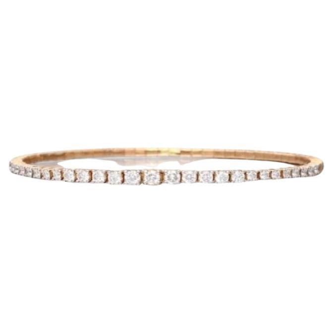  A 11.14 Gr Bracelet flexible en or rose et diamants en vente