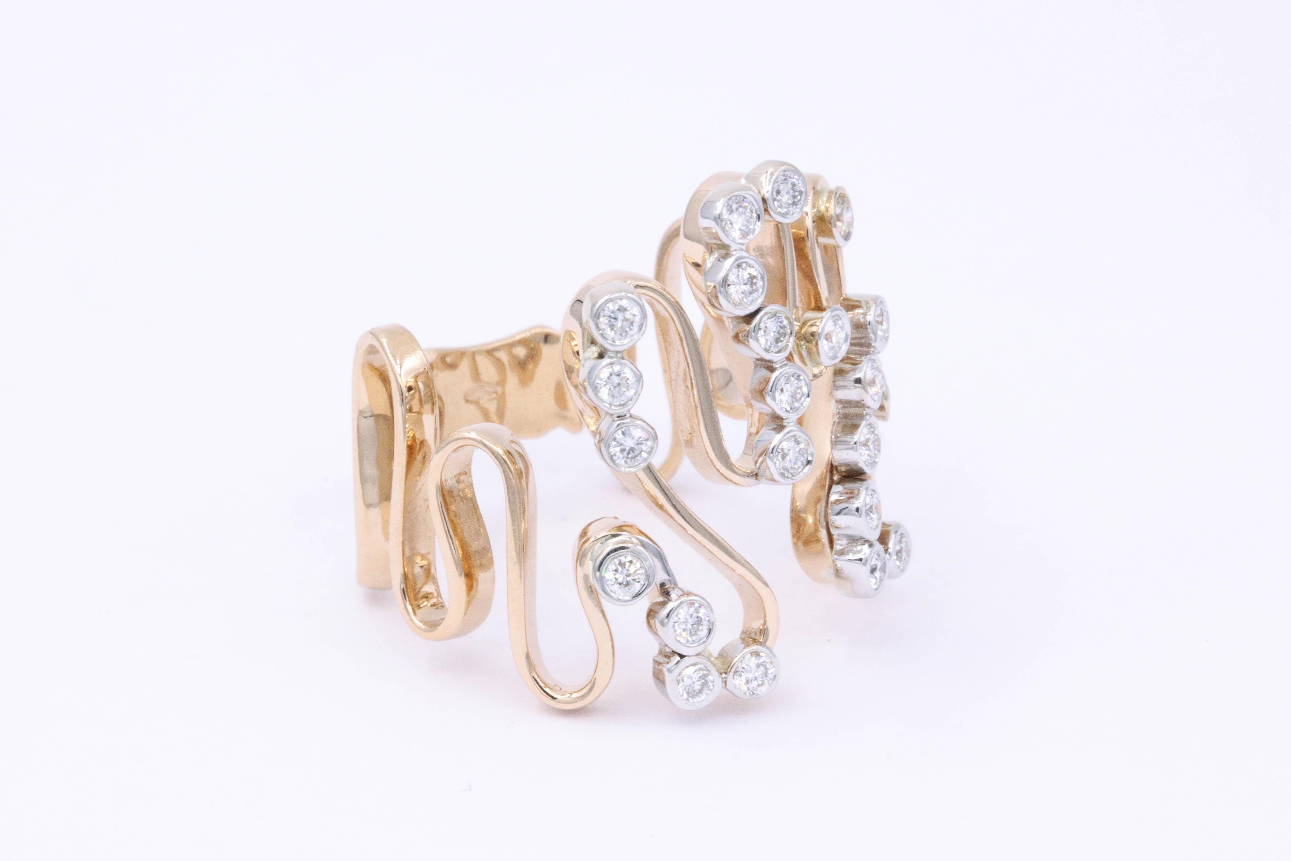 Rose Gold and Diamond Free-Form Fashion Ring 2