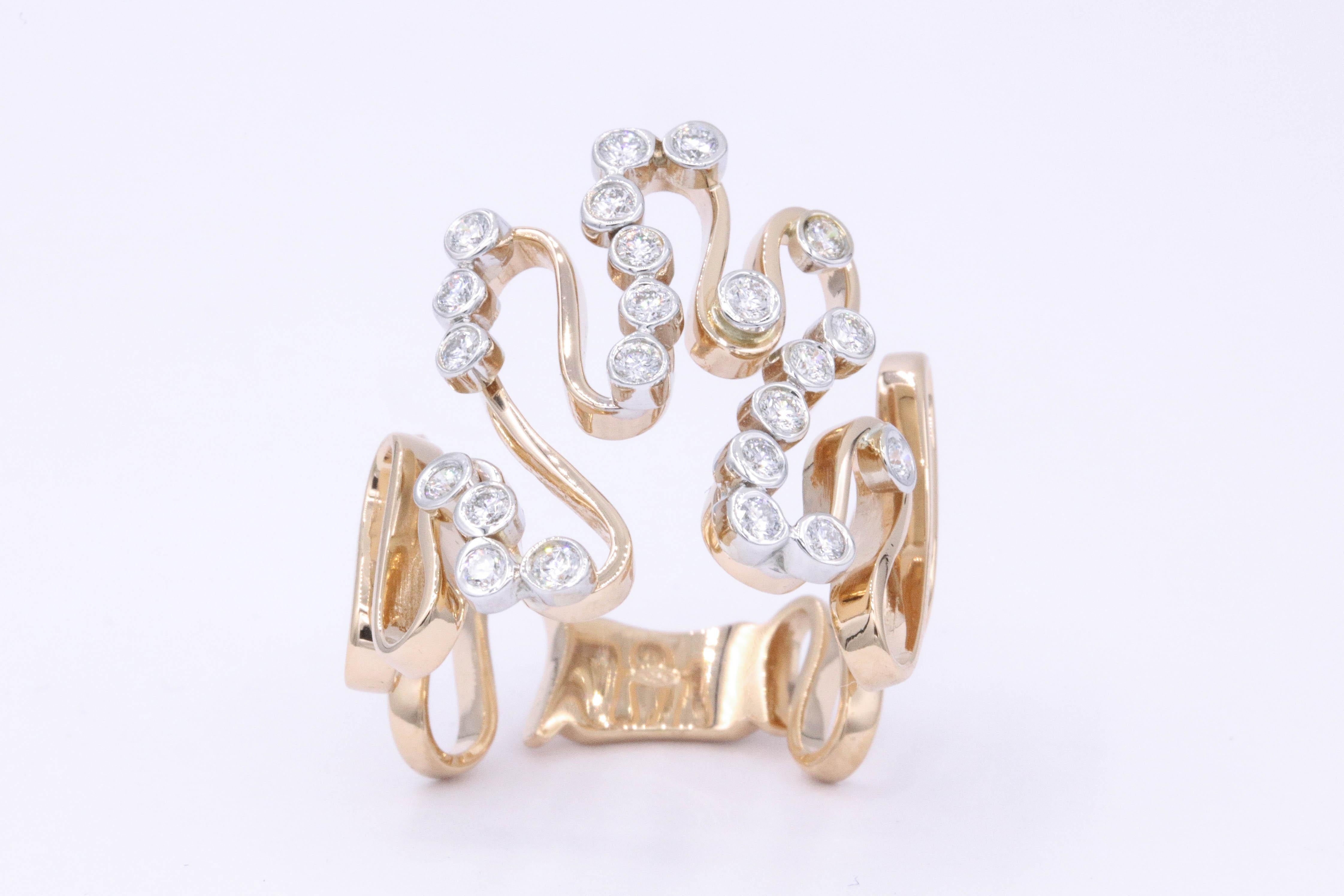 Rose Gold and Diamond Free-Form Fashion Ring 3