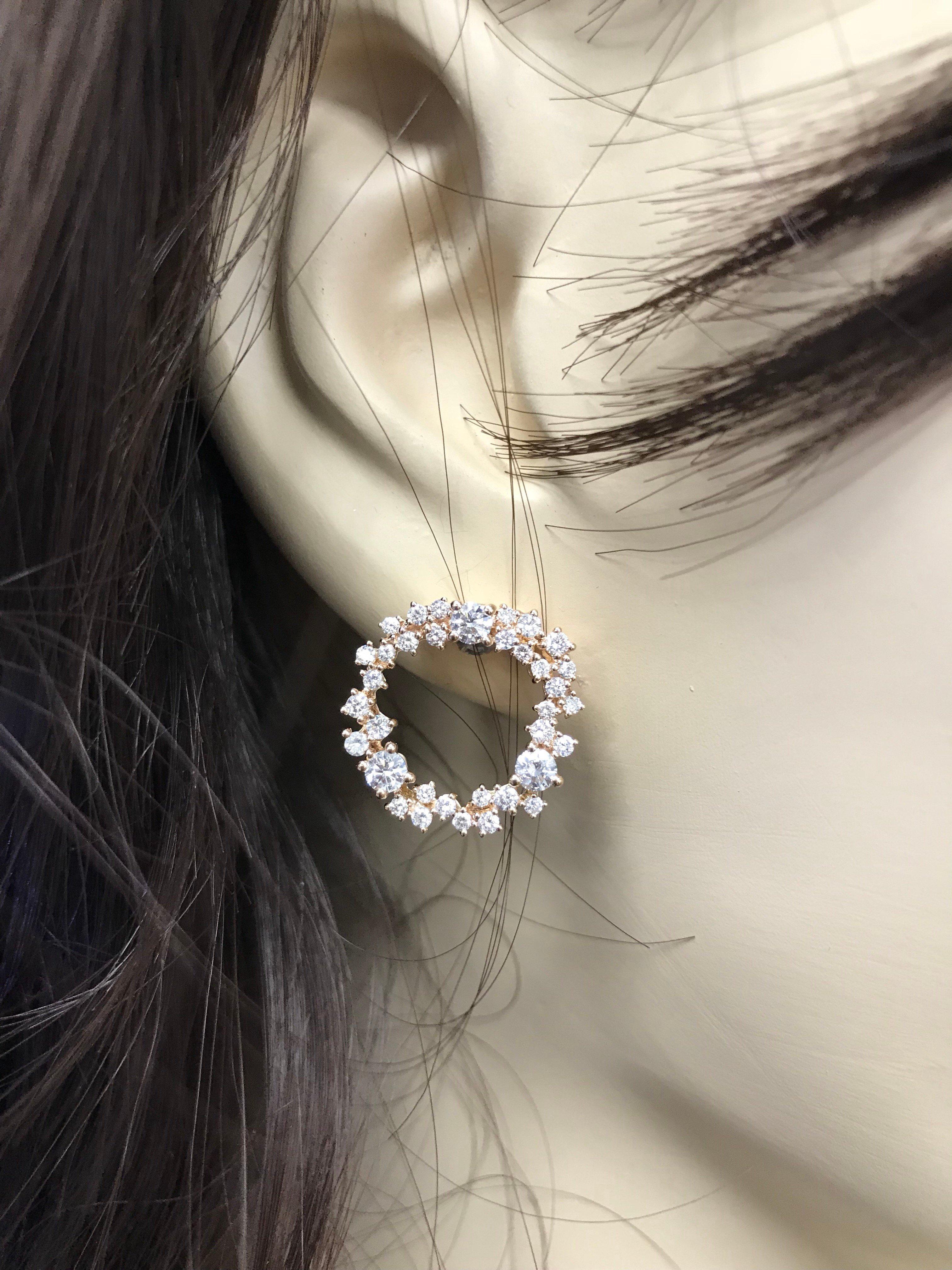 HARBOR D. Diamond Hoop Stud Earrings 1.34 Carats 18K Rose Gold  For Sale 2