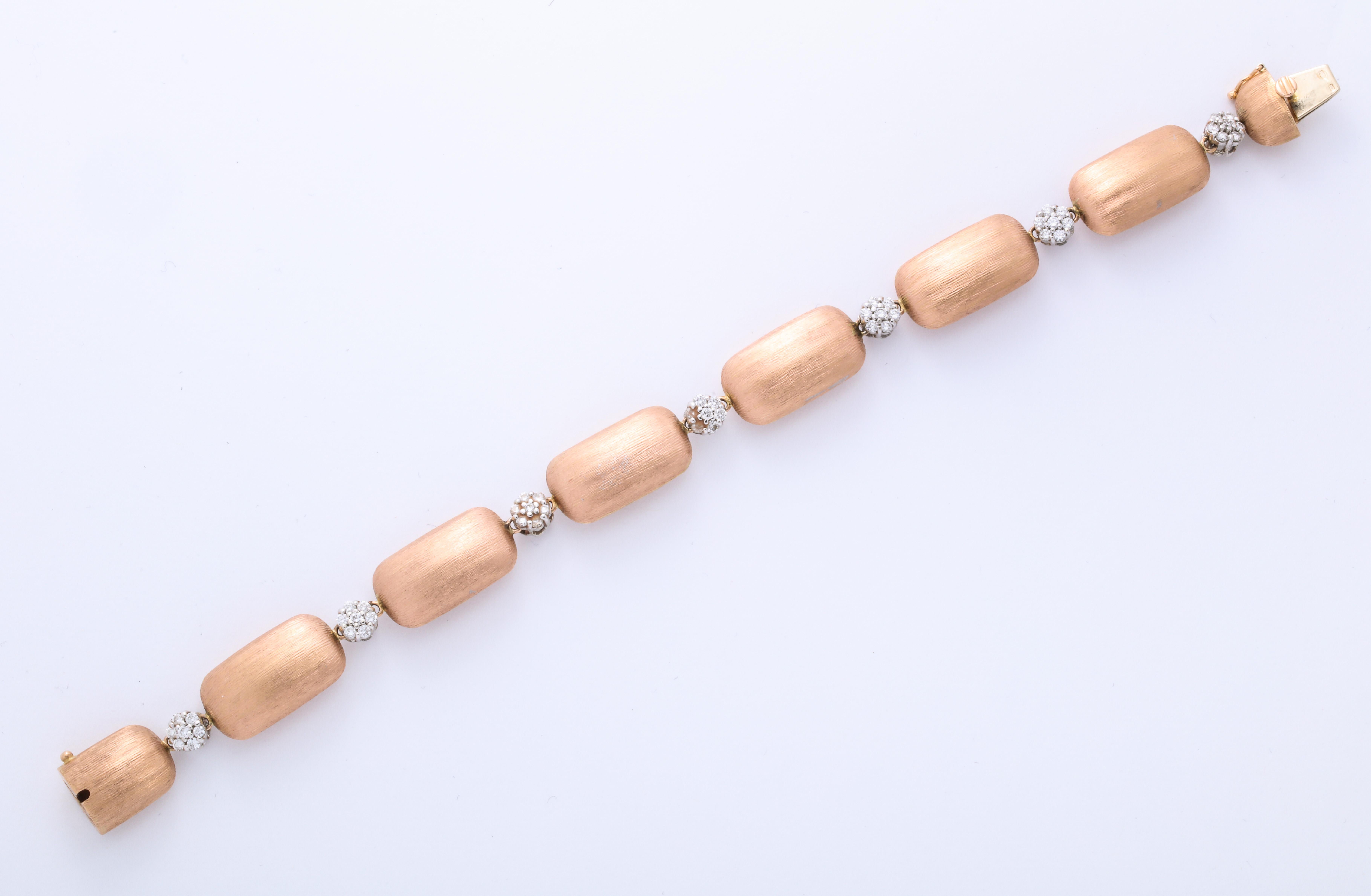 Women's Rose Gold and Diamond Nugget Bracelet