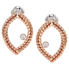 Rose Gold and Diamond Oval Earrings - TORCHON Collection *