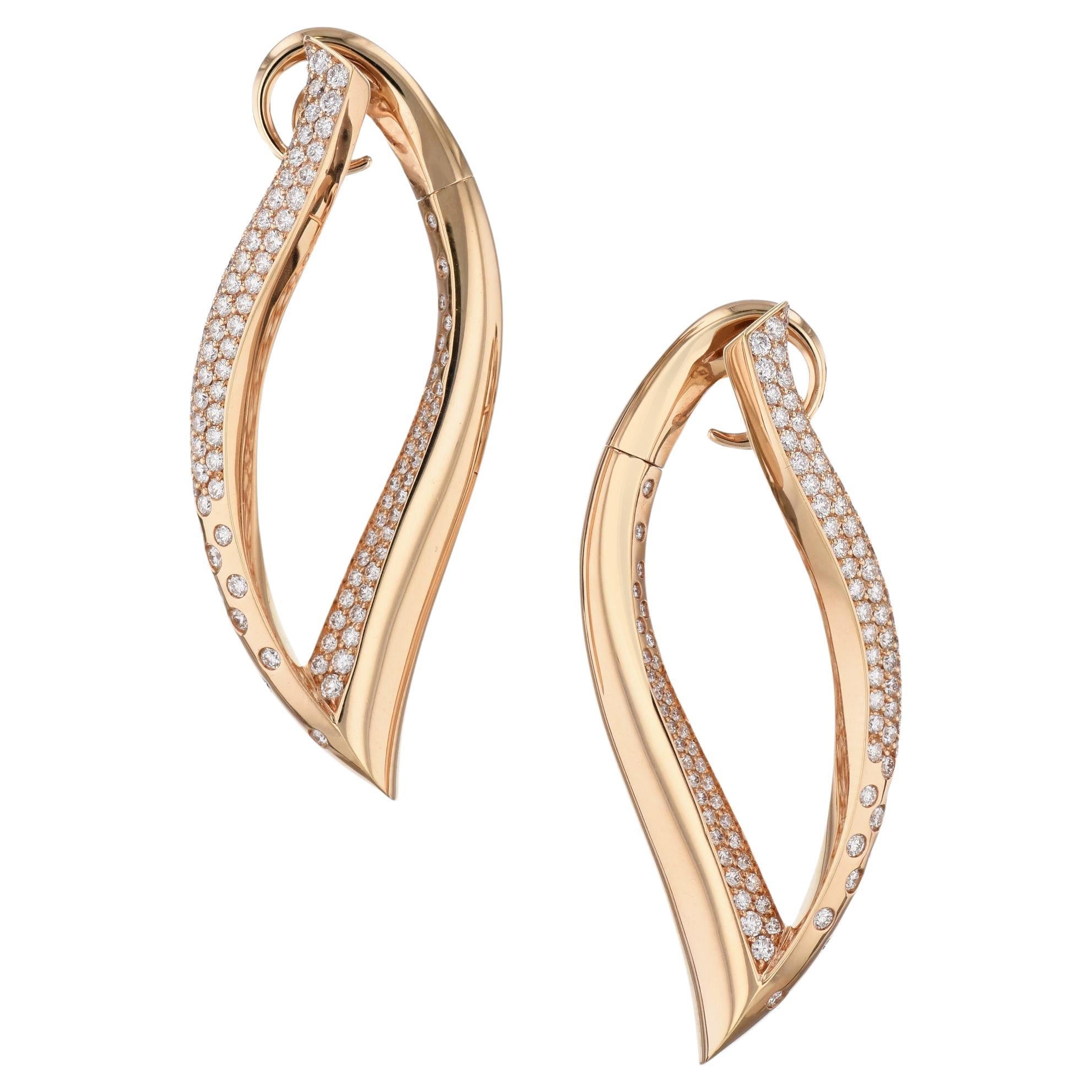 Rose Gold and Diamond Pave Earrings For Sale