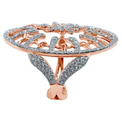Rose Gold and Diamond Ring with Central Sunshine Edelweiss Medallion