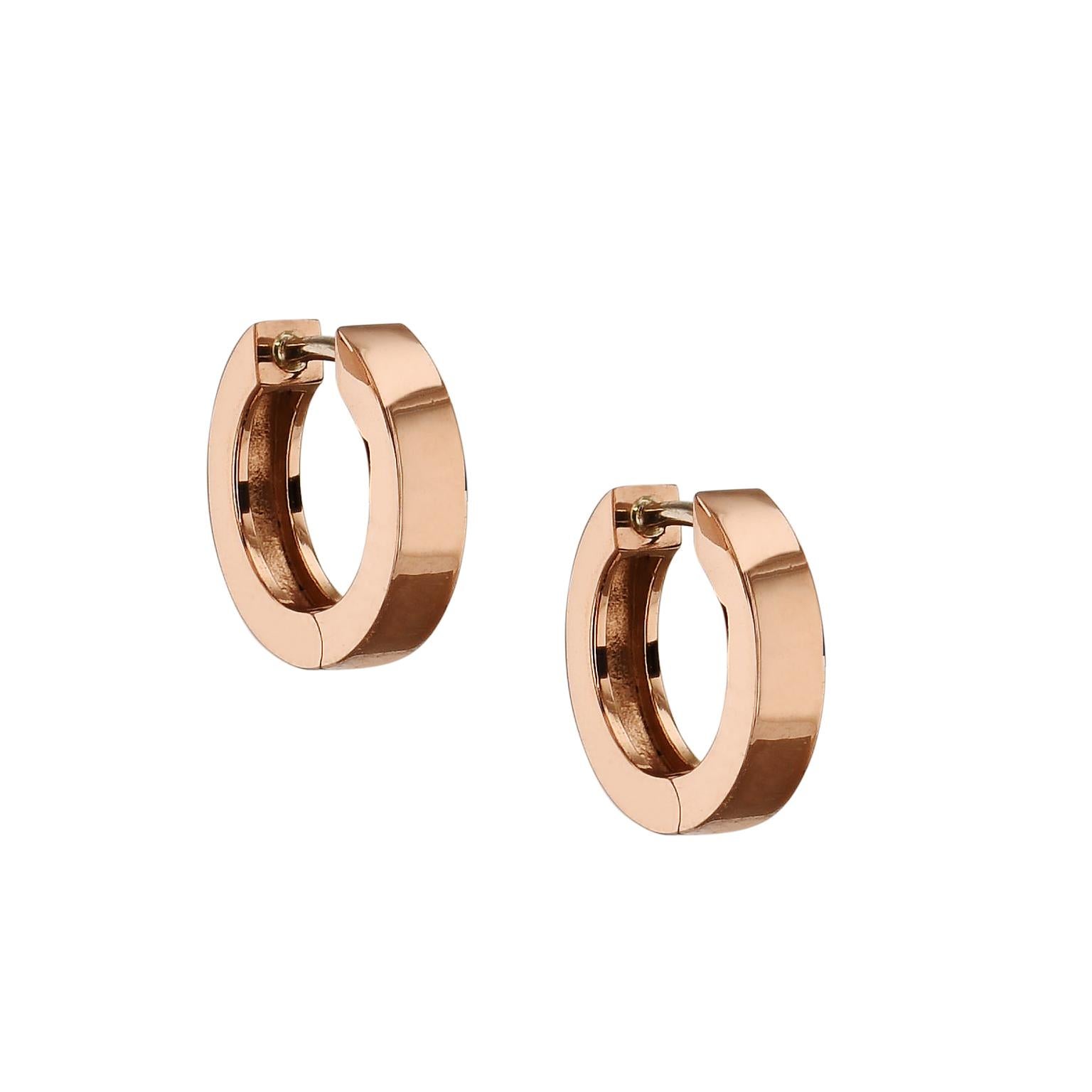 Round Cut Diamond with 18 karat Rose Gold Finished with Black Rhodium Hoop Hugger Earrings