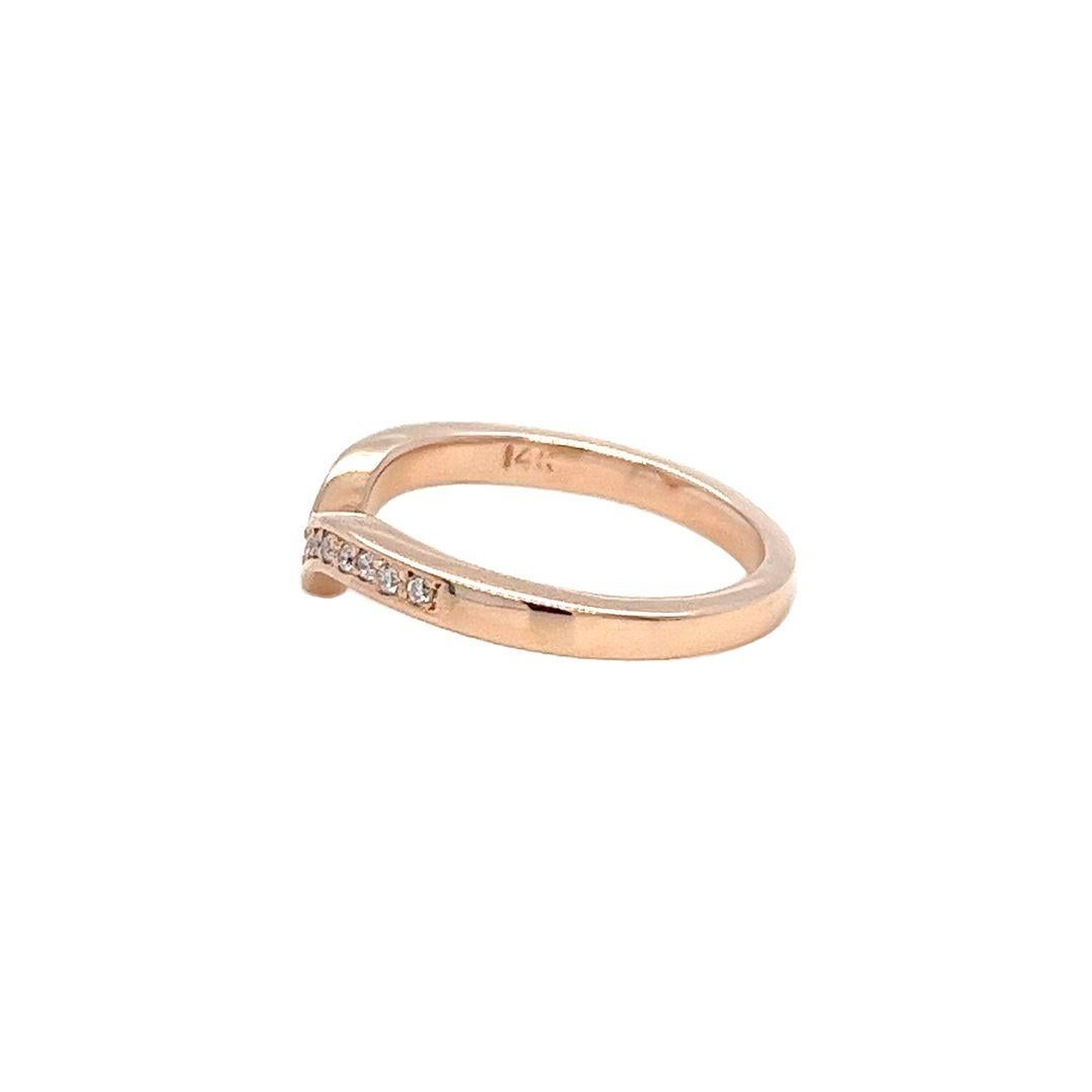 Women's Rose Gold and Diamond V Ring For Sale