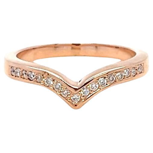 Rose Gold and Diamond V Ring For Sale