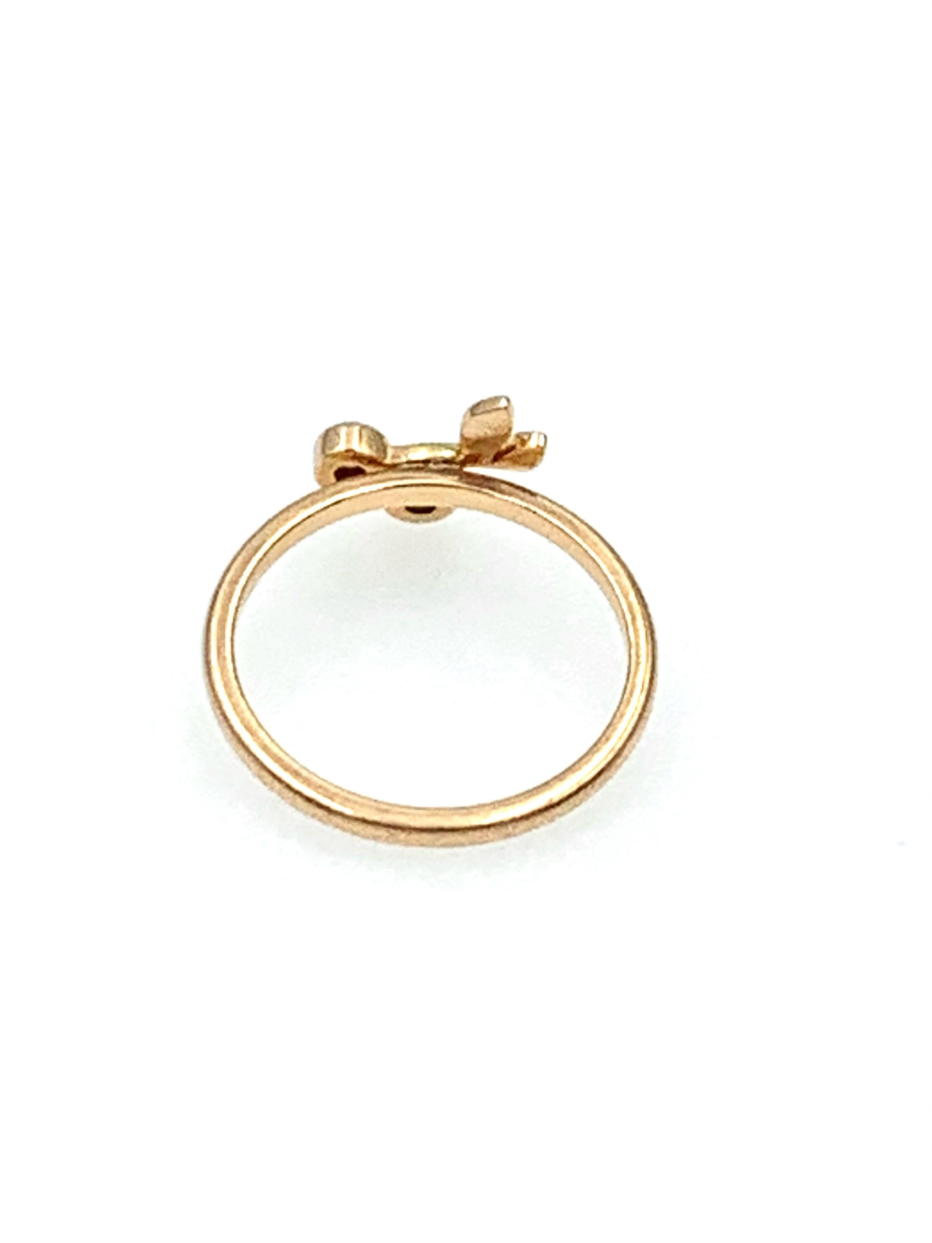 Hand made in 9 karat Rose gold this dainty little ring has 2 Diamonds making up the Cherries which weight at approximately .10 carats all together. This is part of our Princess Collection, they made to order and are bespoke to our customers