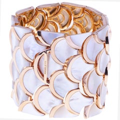 Pulsera flexible de oro rosa y nácar