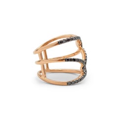 Rose Gold and Pavé Black Diamond Openwork Cage Ring