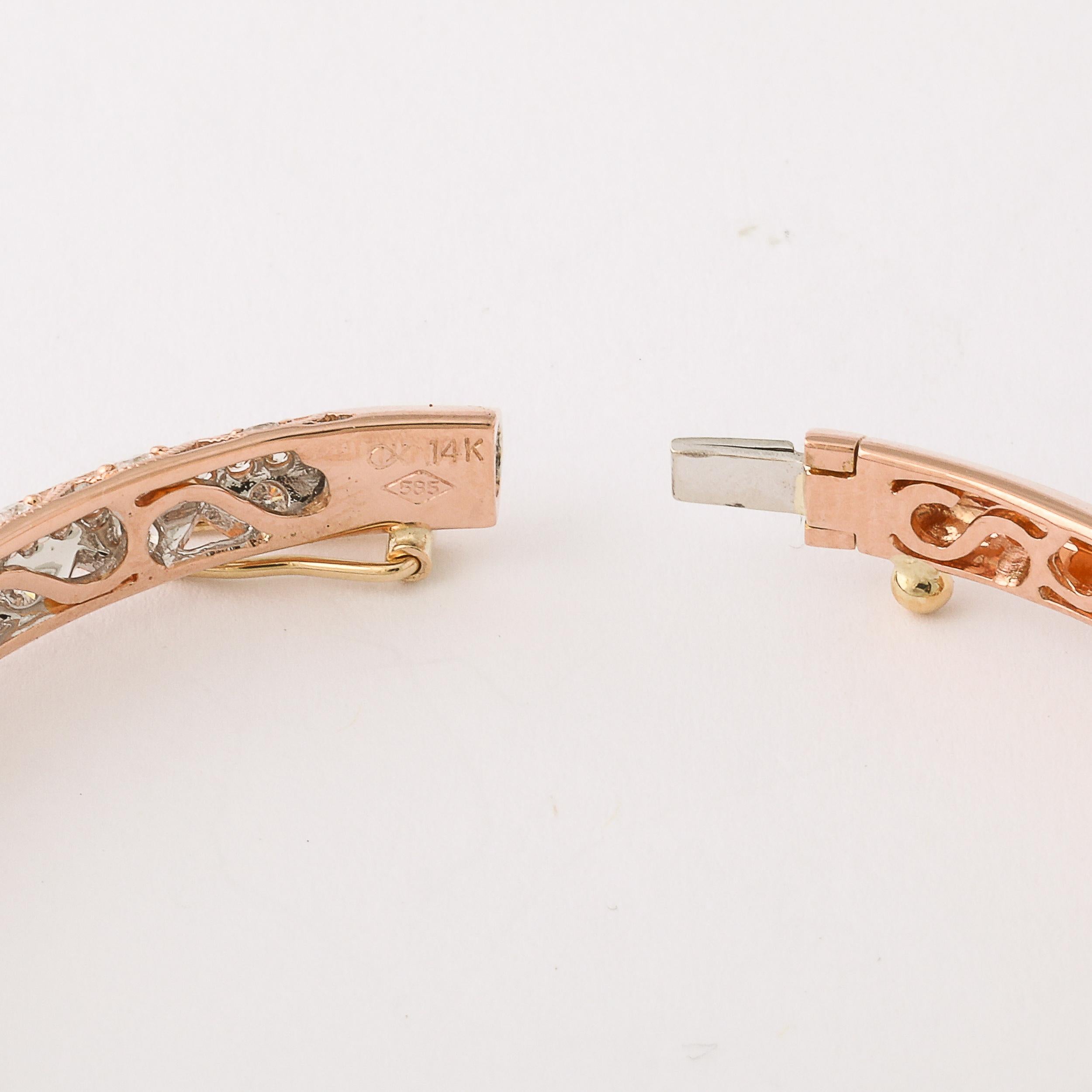 Rose Gold and Pave Diamond Encrusted Bracelet Italian, Circa 1950 For Sale 2