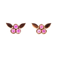 Rose Gold and Pink Sapphires Flower Earrings